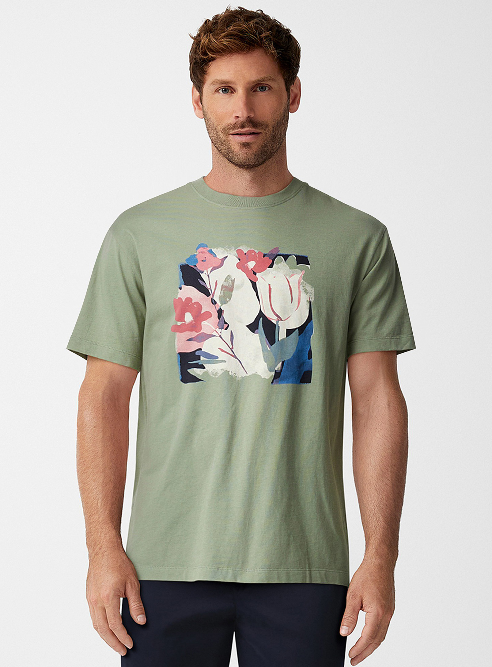 Le 31 Floral Art T-shirt In Mint/pistachio Green