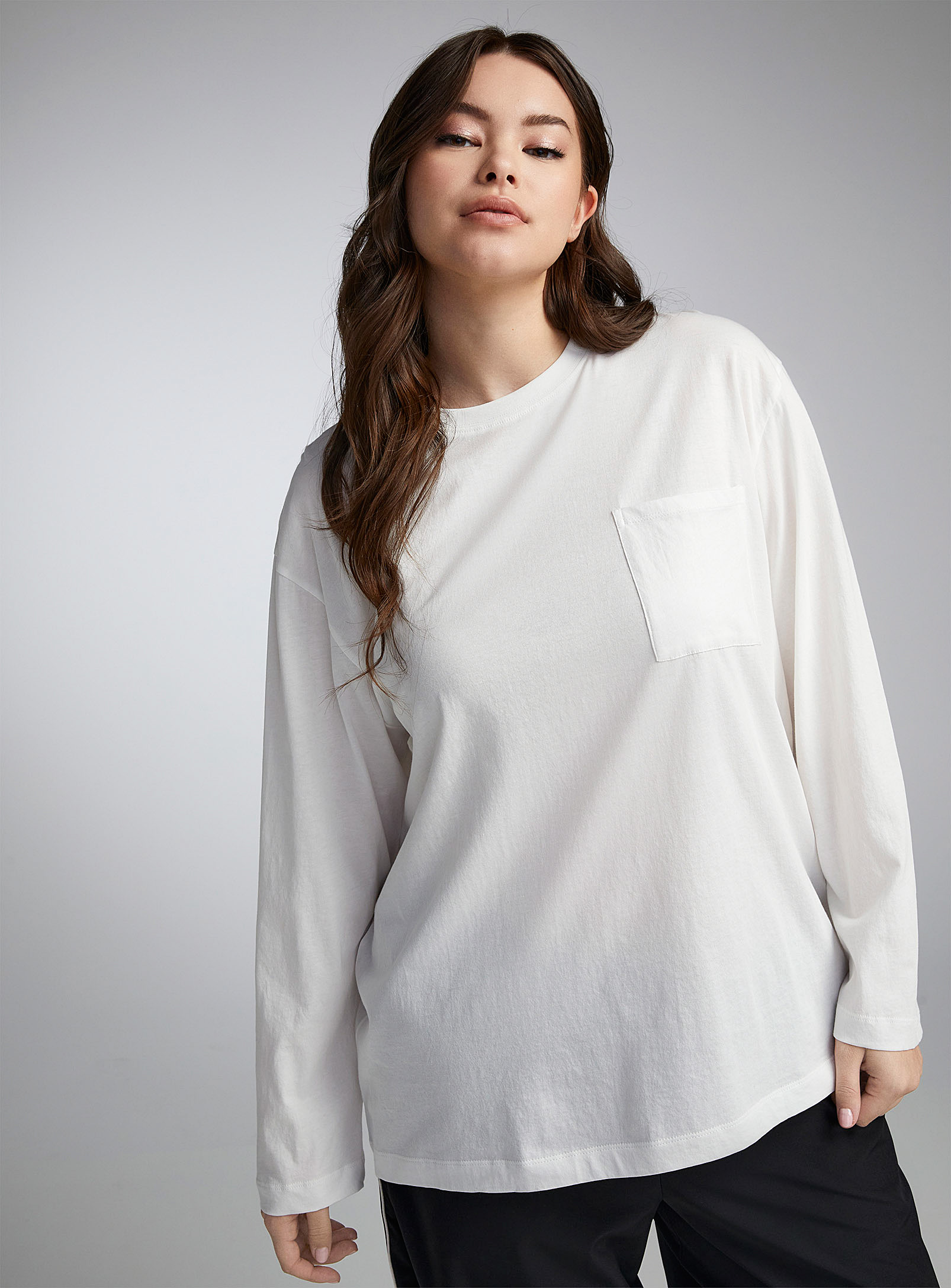 Twik Thin Jersey Pocket Crew-neck Tee Oversized Fit In Off White