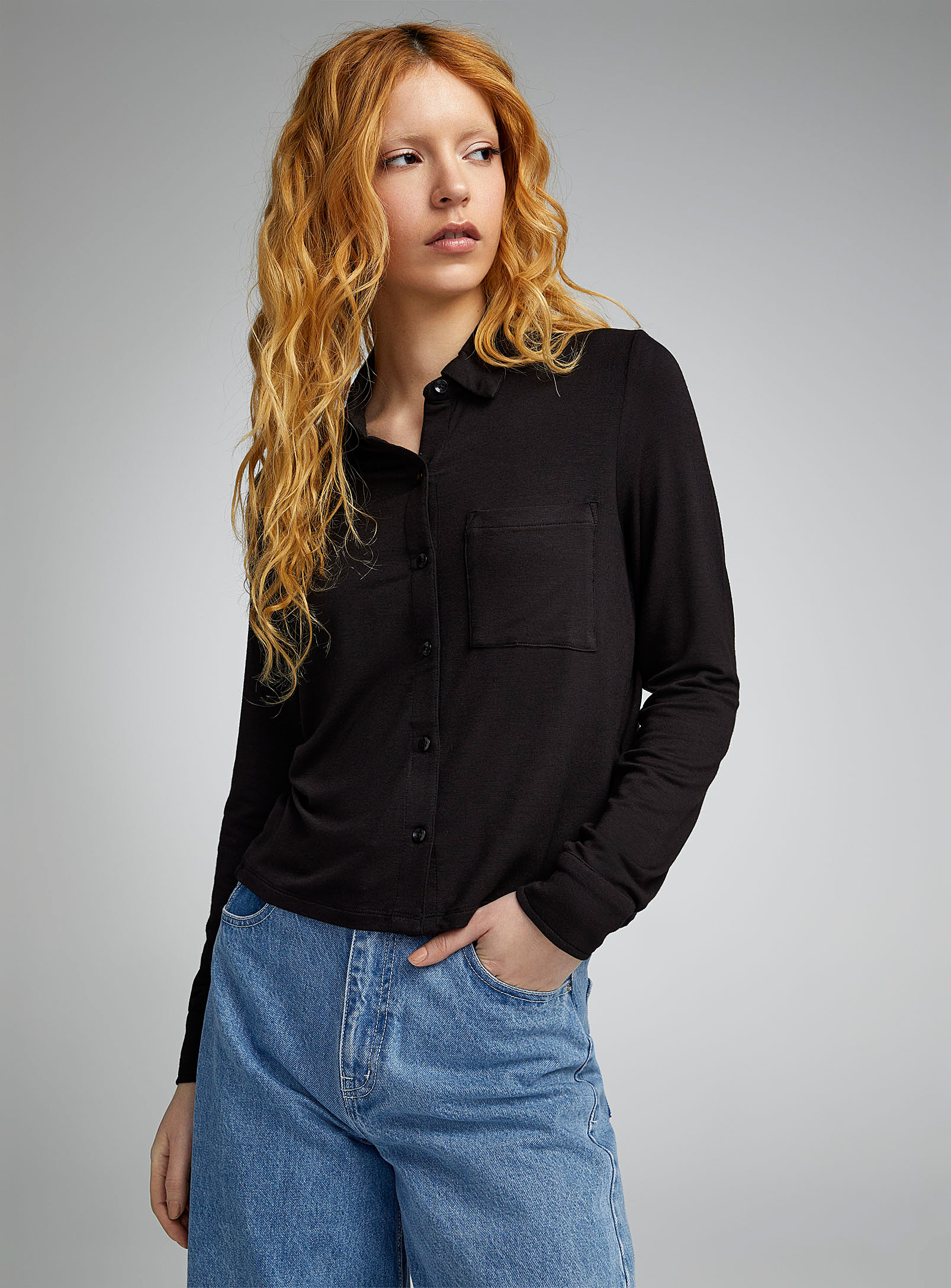 Twik Long-sleeve Supple Jersey Shirt In Black
