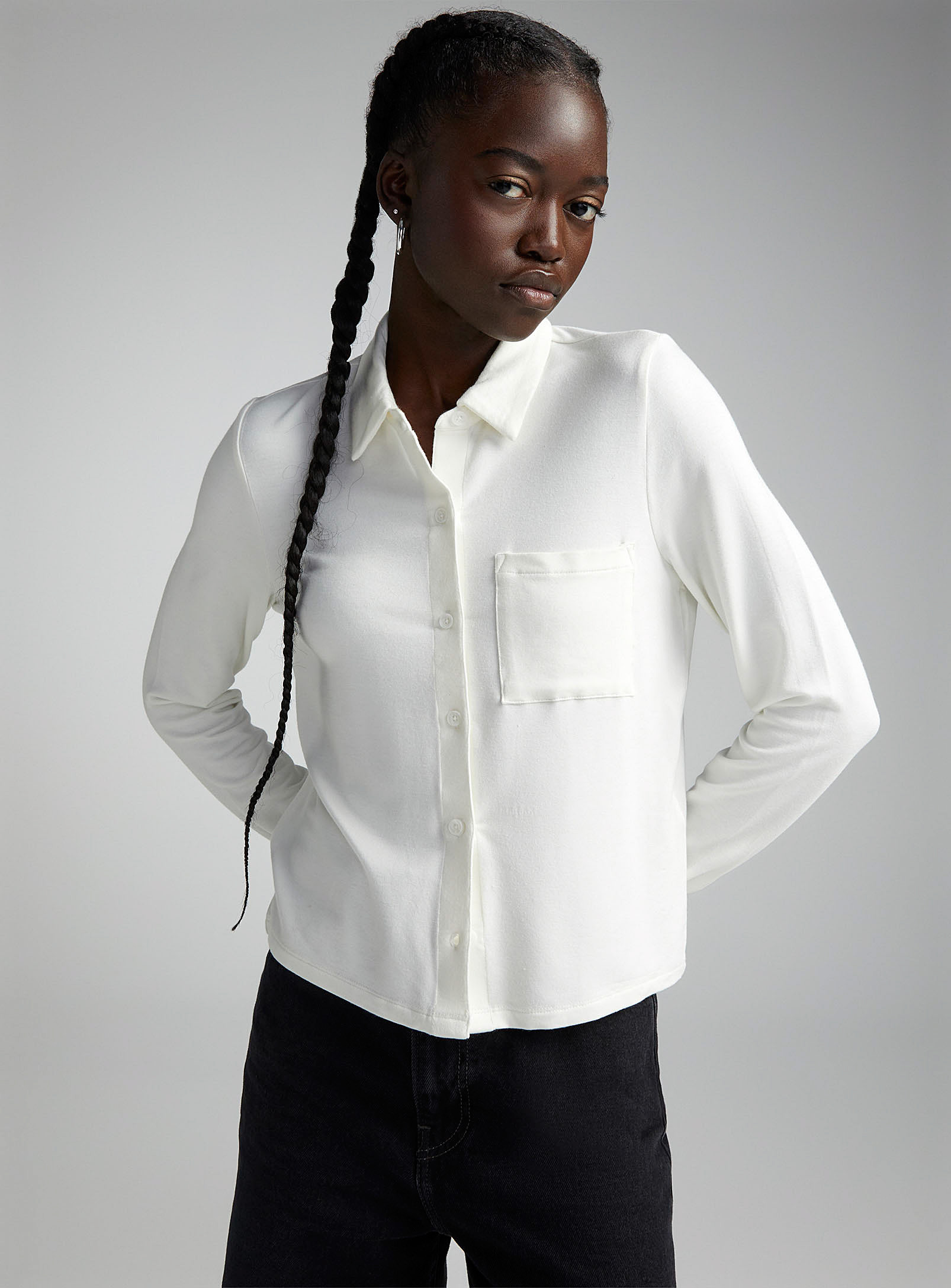 Twik Long-sleeve Supple Jersey Shirt In White