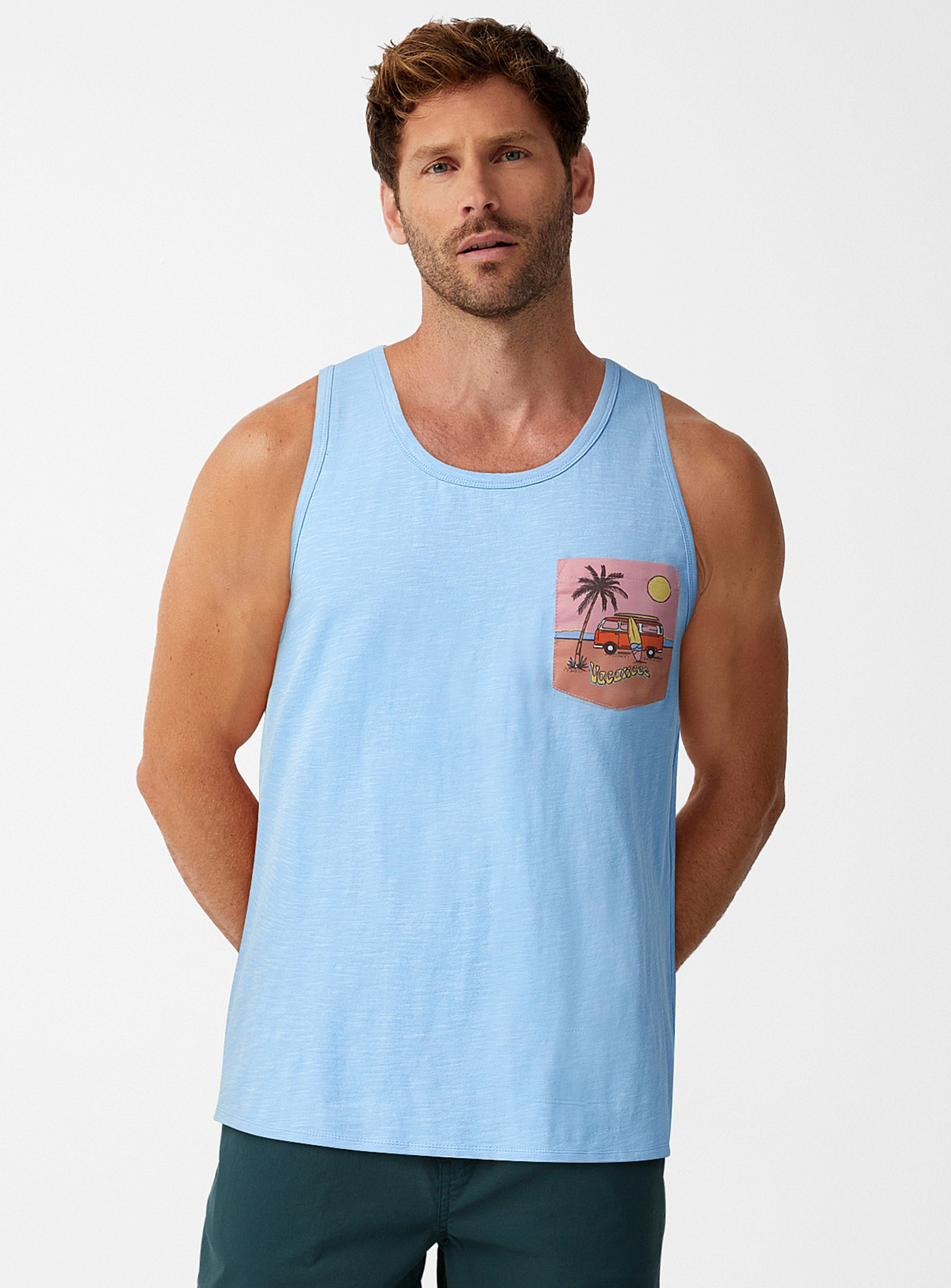 Le 31 Printed Pocket Tank In Baby Blue