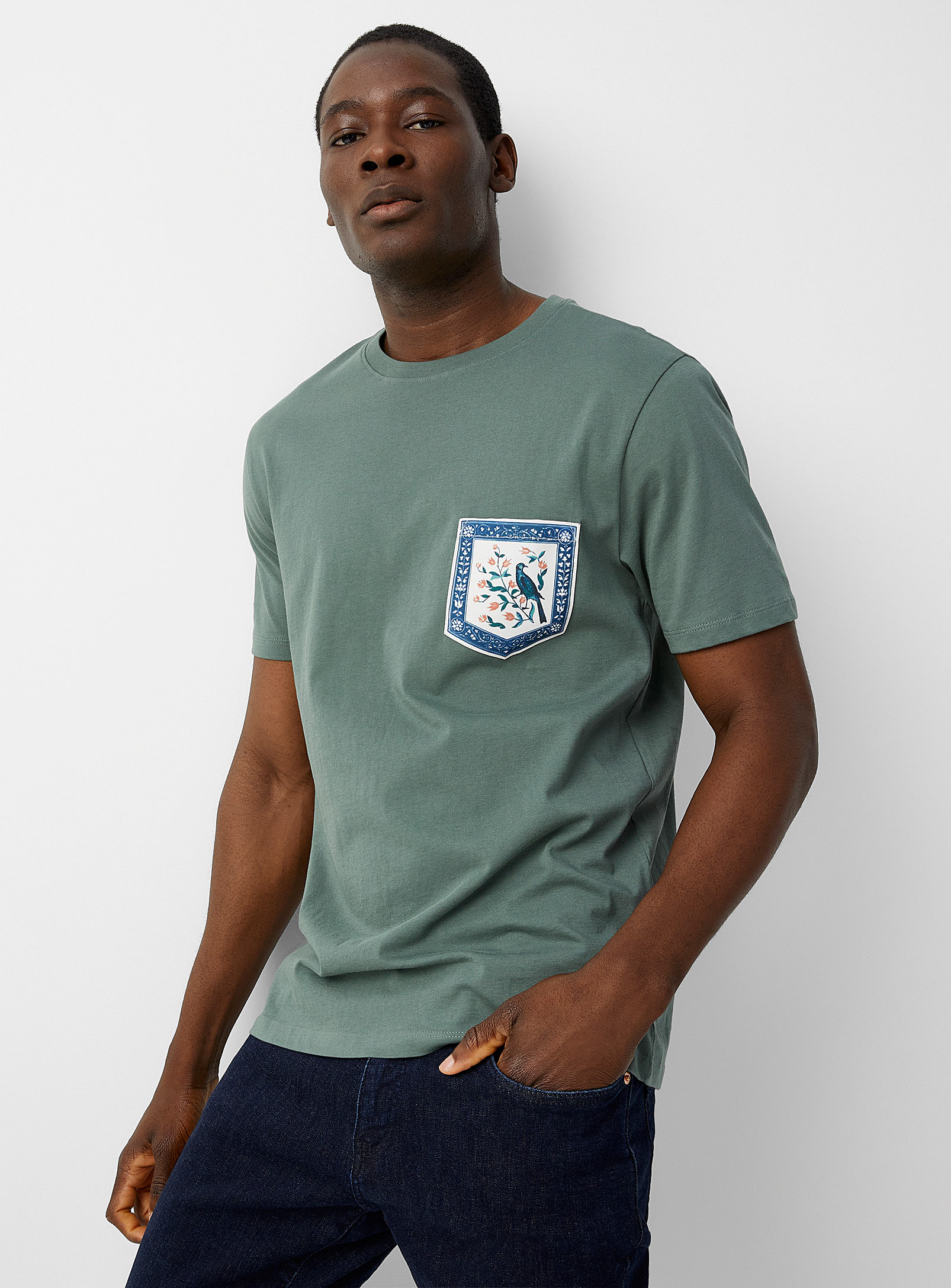 Le 31 Printed Pocket T-shirt Standard Fit In Green