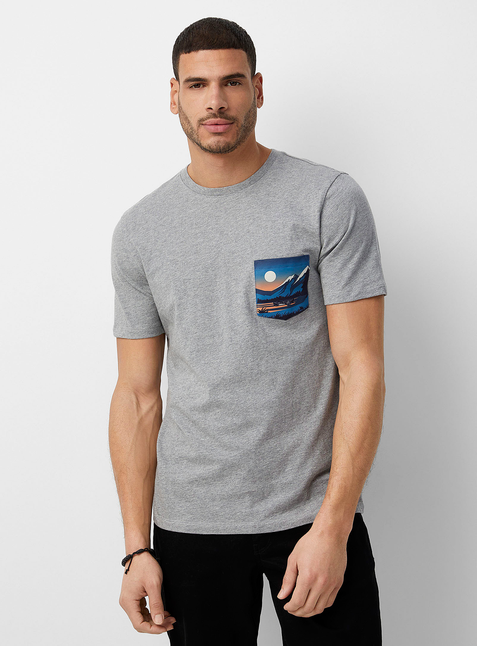Le 31 Printed Pocket T-shirt Standard Fit In Grey