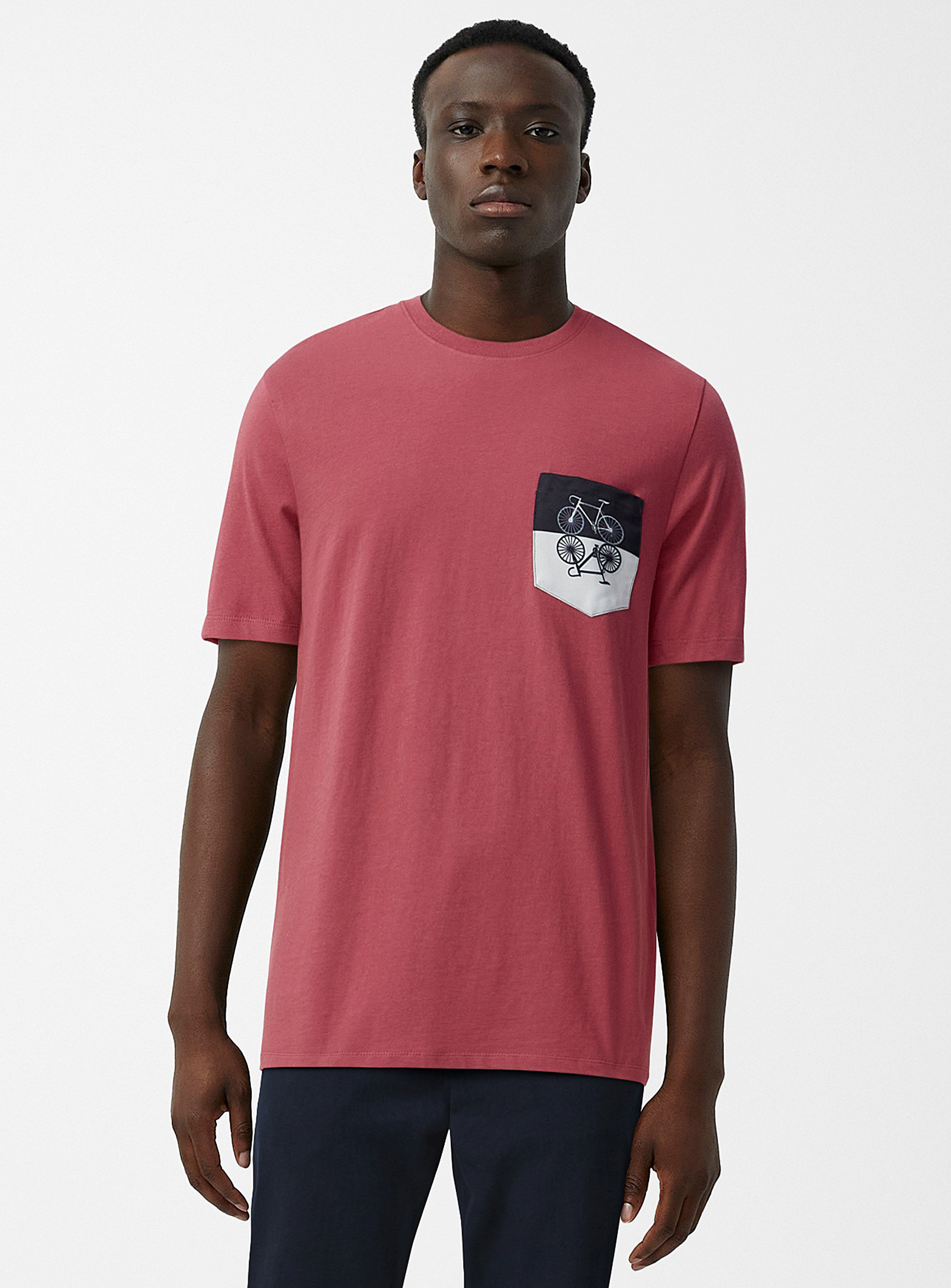 Le 31 Printed Pocket T-shirt Standard Fit In Dusky Pink