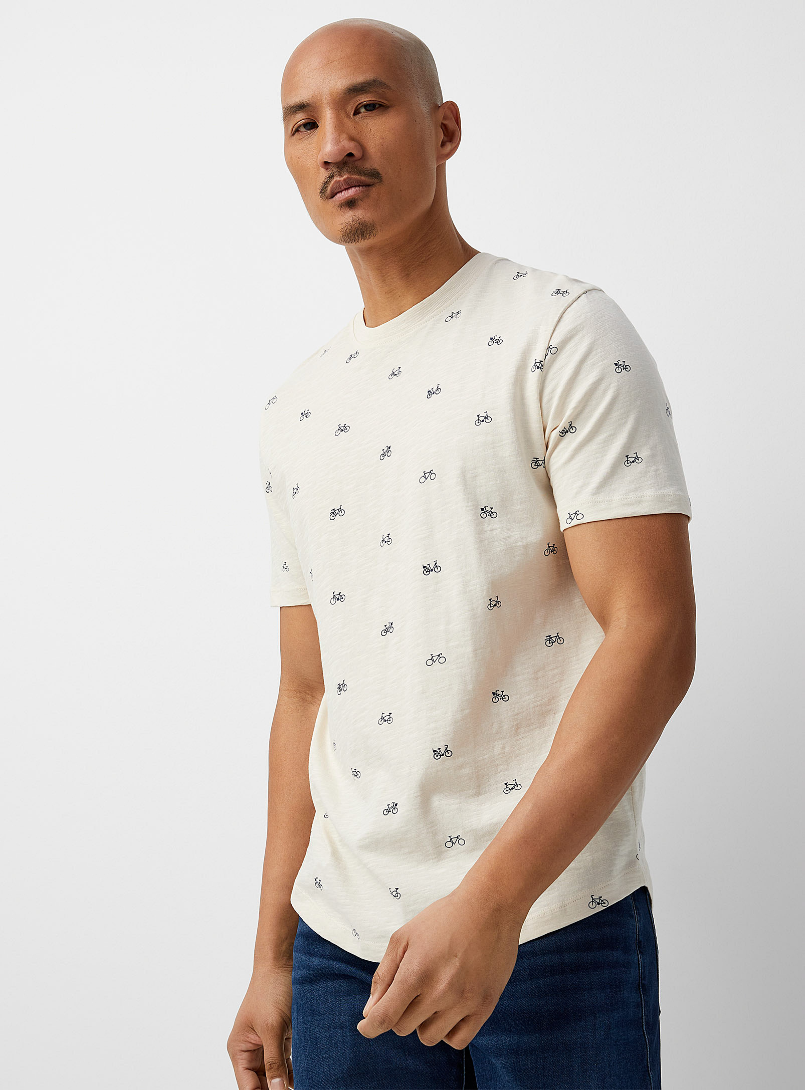Le 31 Patterned Irregular-textured Jersey T-shirt In Off White