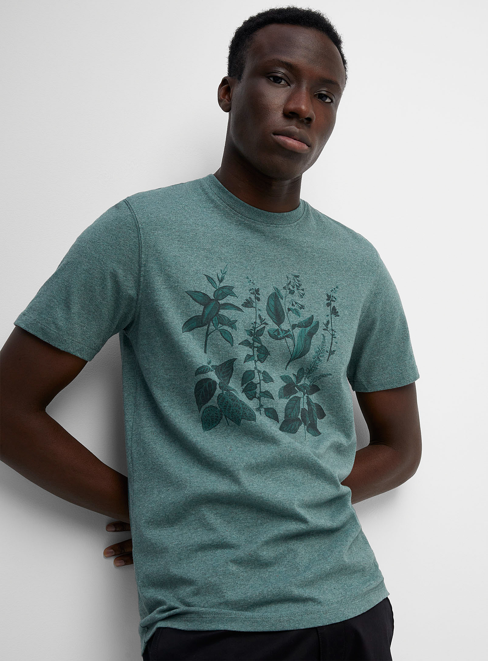 Le 31 Botanical Print T-shirt Standard Fit In Mint/pistachio Green