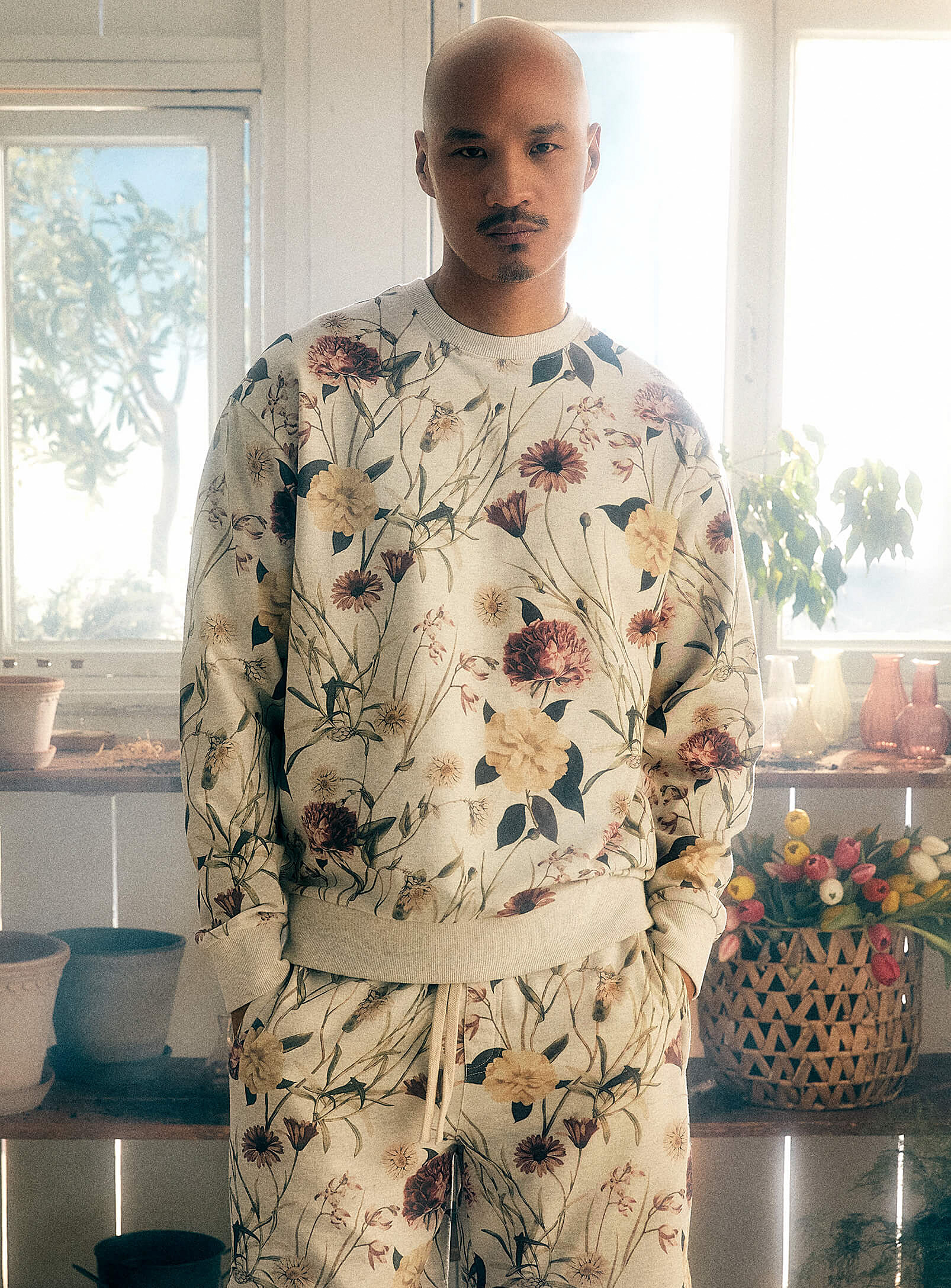 Le 31 - Men's Vintage floral sweatshirt Circular manufacturing