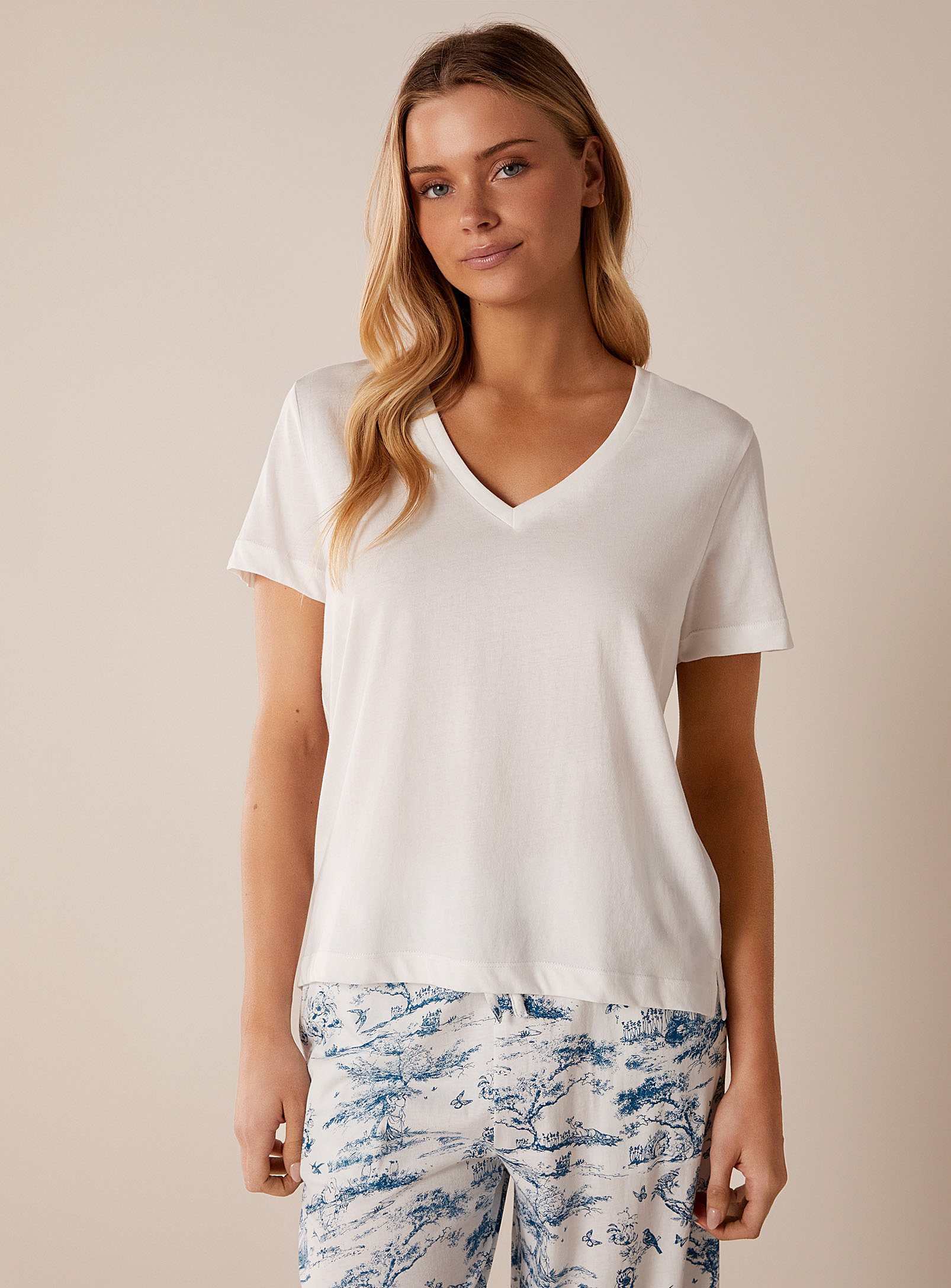 Miiyu Organic Cotton Solid Lounge T-shirt In White