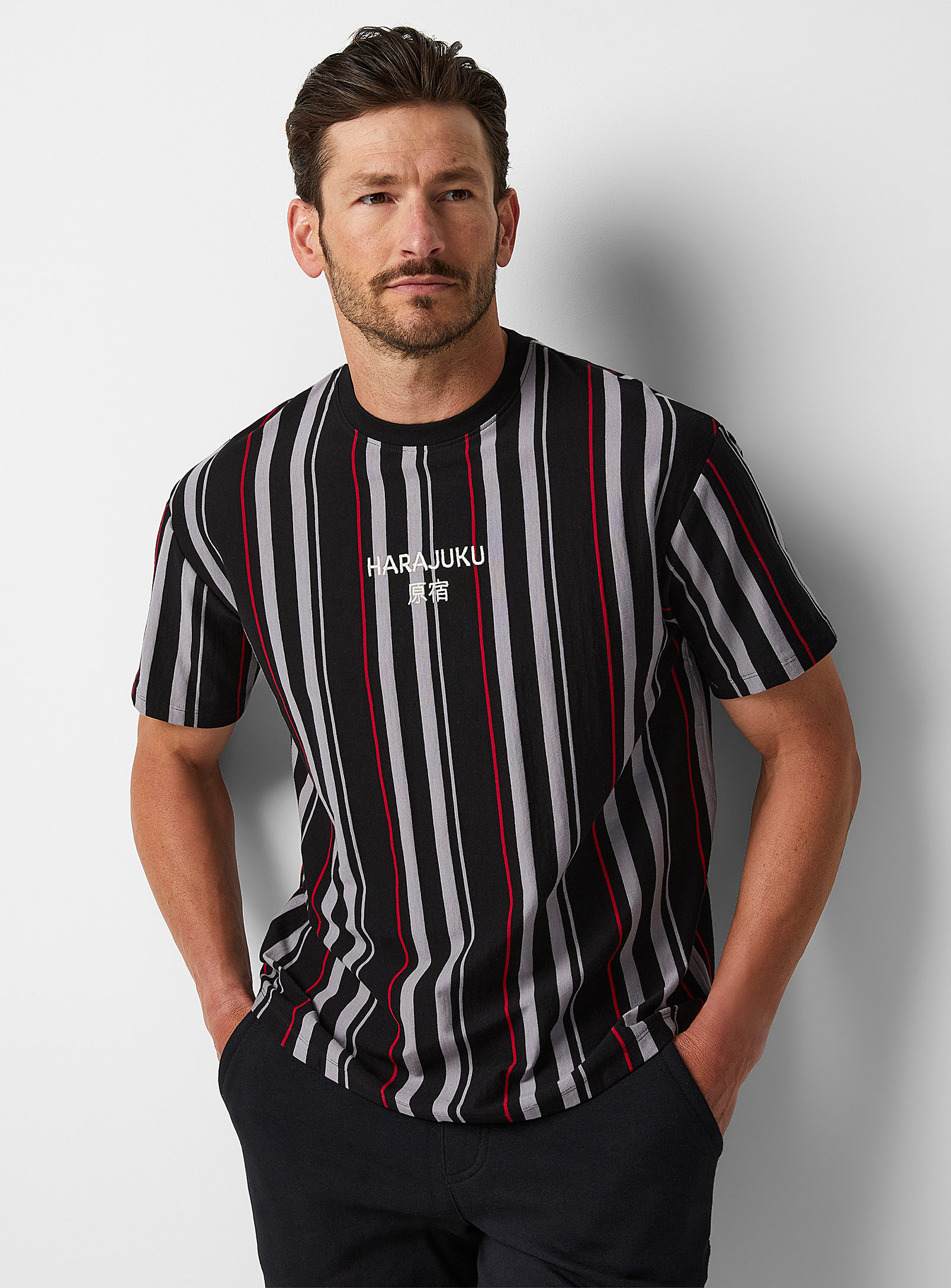 Le 31 Big City Striped T-shirt Comfort Fit In Black