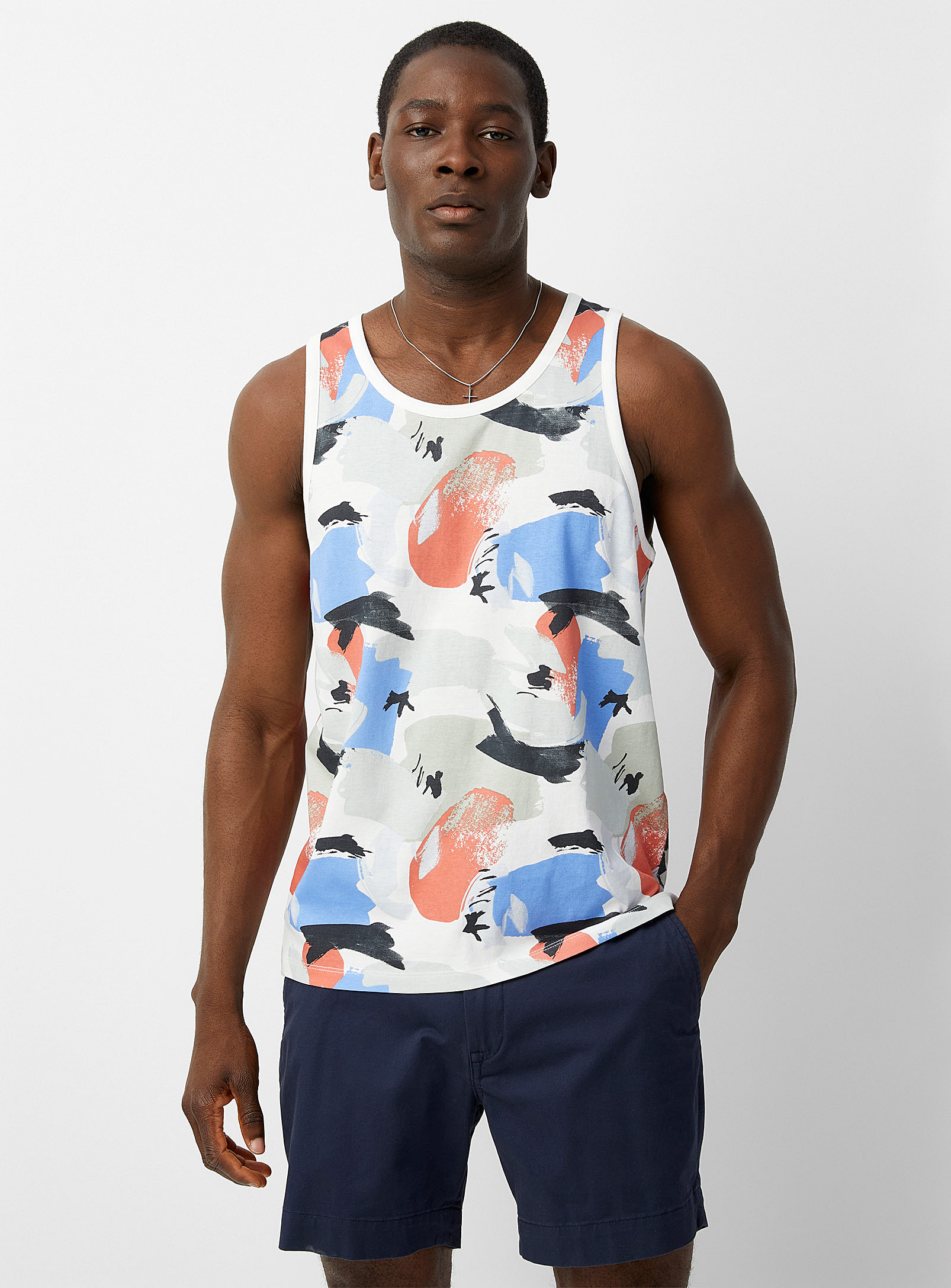 Le 31 Floral Tank Standard Fit In Patterned White