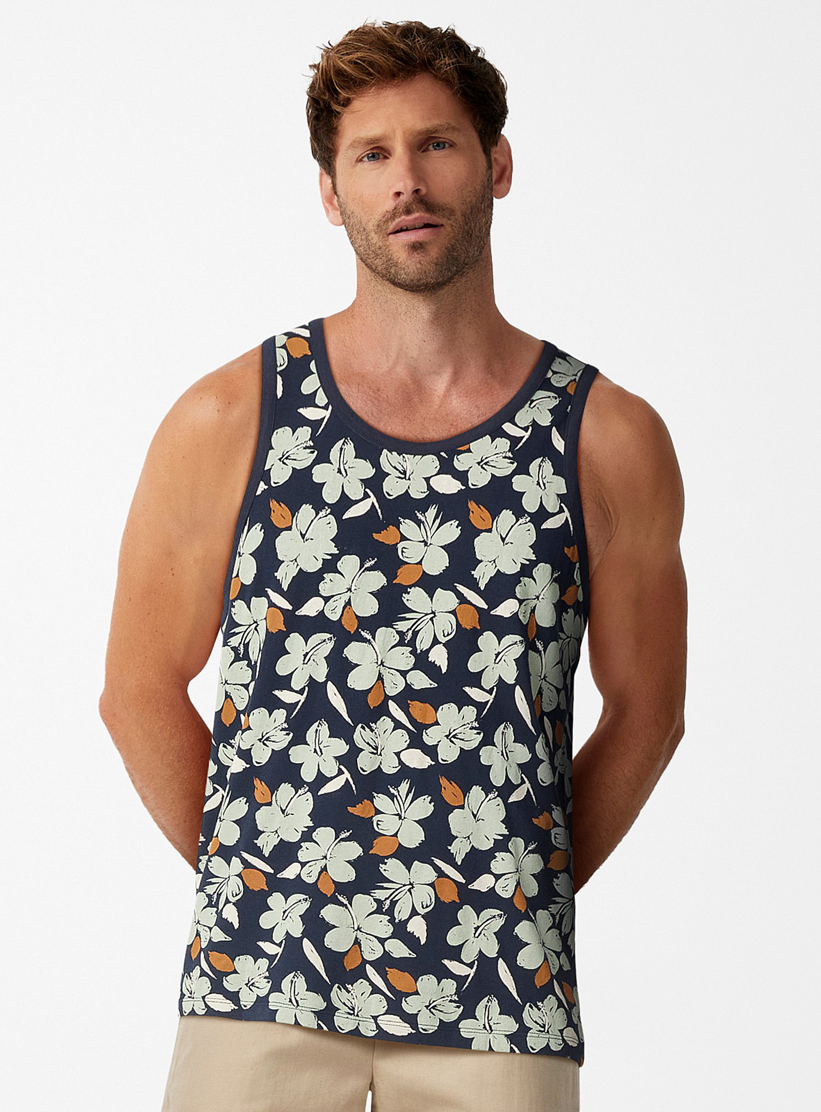 Le 31 Floral Tank Standard Fit In Blue