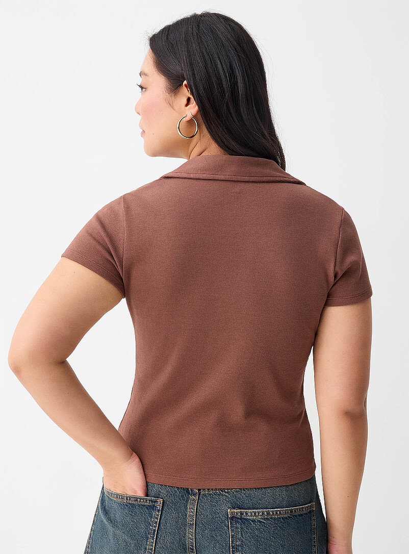 Fine ribbing Johnny collar T-shirt product image 2