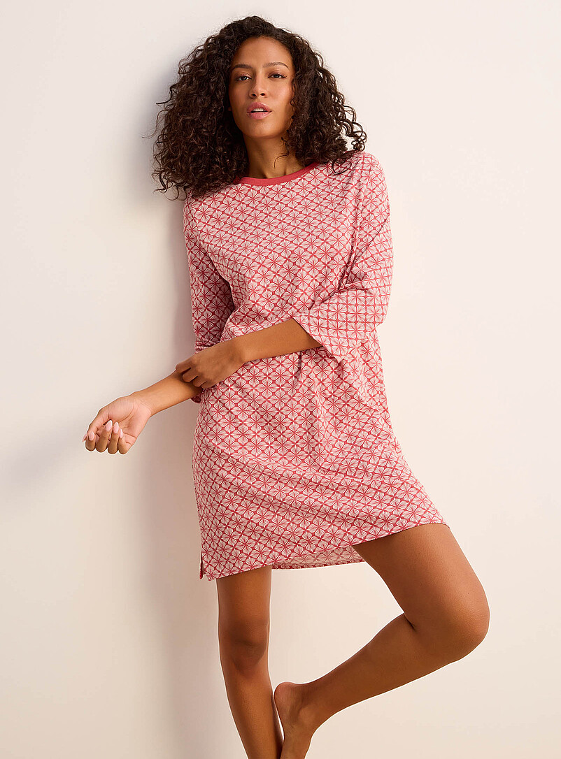 Soothing Tone Pattern Crew-Neck Sleep Tee