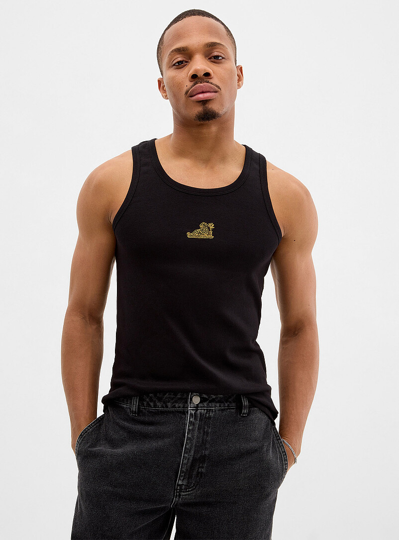 Exotic Embroidery Ribbed Tank Standard Fit