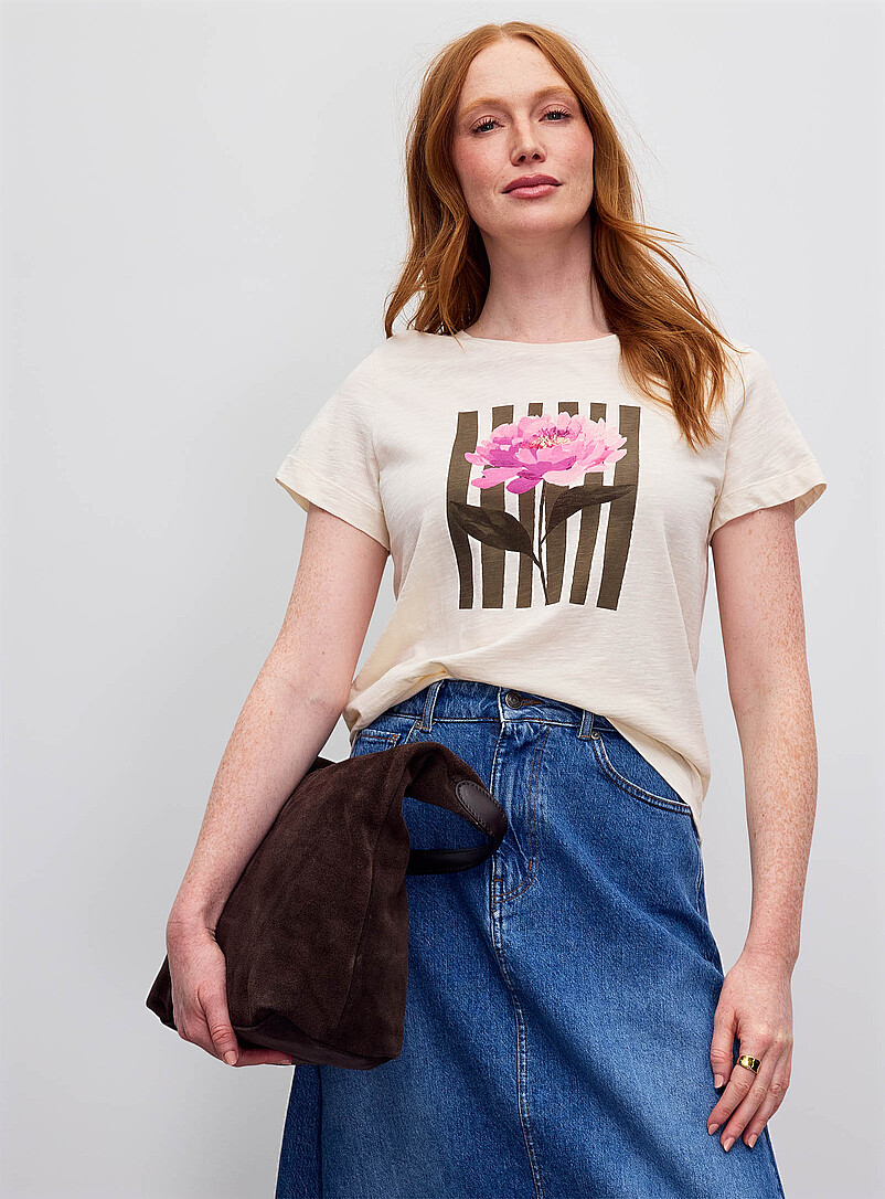 Printed Pure Cotton Slub T-Shirt