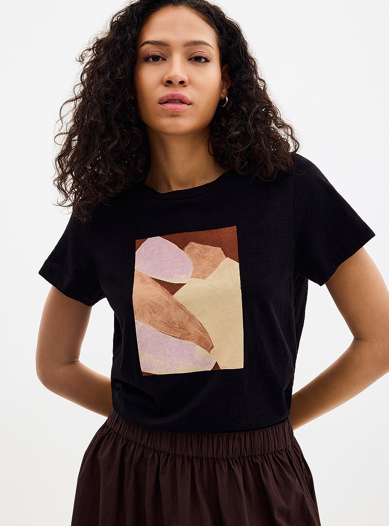 Printed pure cotton slub T-shirt product image (primary)
