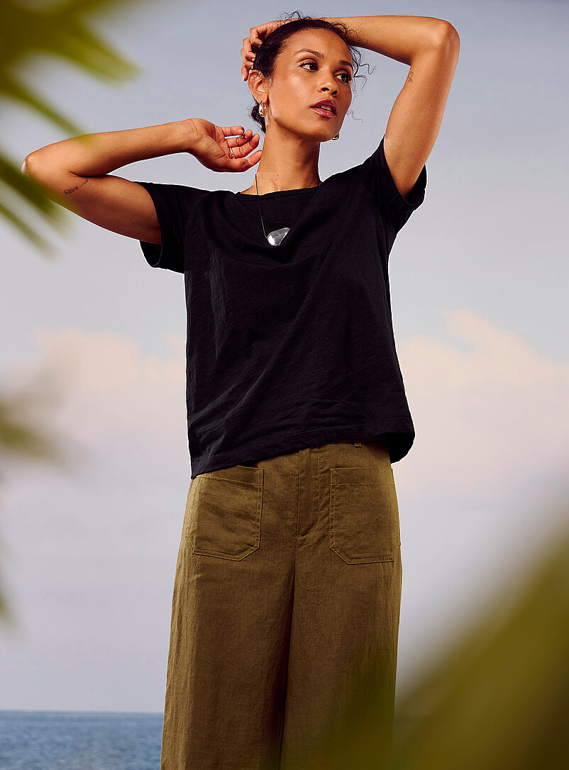 Cuffed-sleeve organic cotton T-shirt product image (primary)
