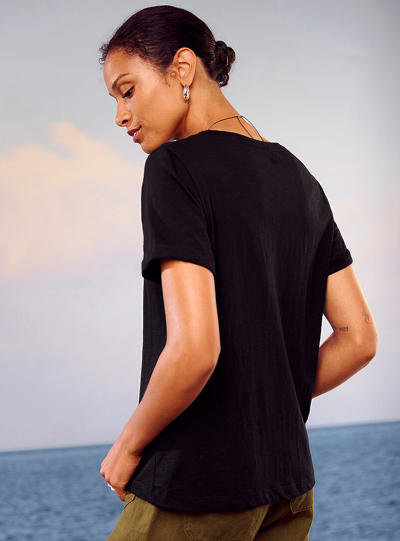 Cuffed-sleeve organic cotton T-shirt product image 3