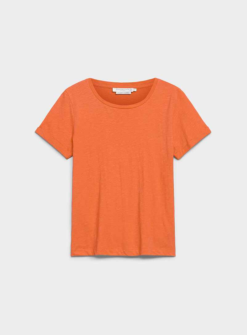 Cuffed-Sleeve Organic Cotton T-Shirt