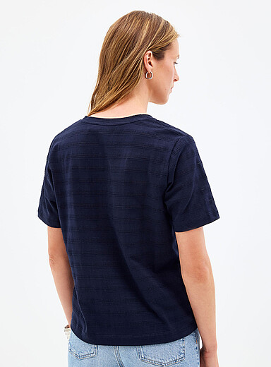Pointelle pattern pure organic cotton T-shirt