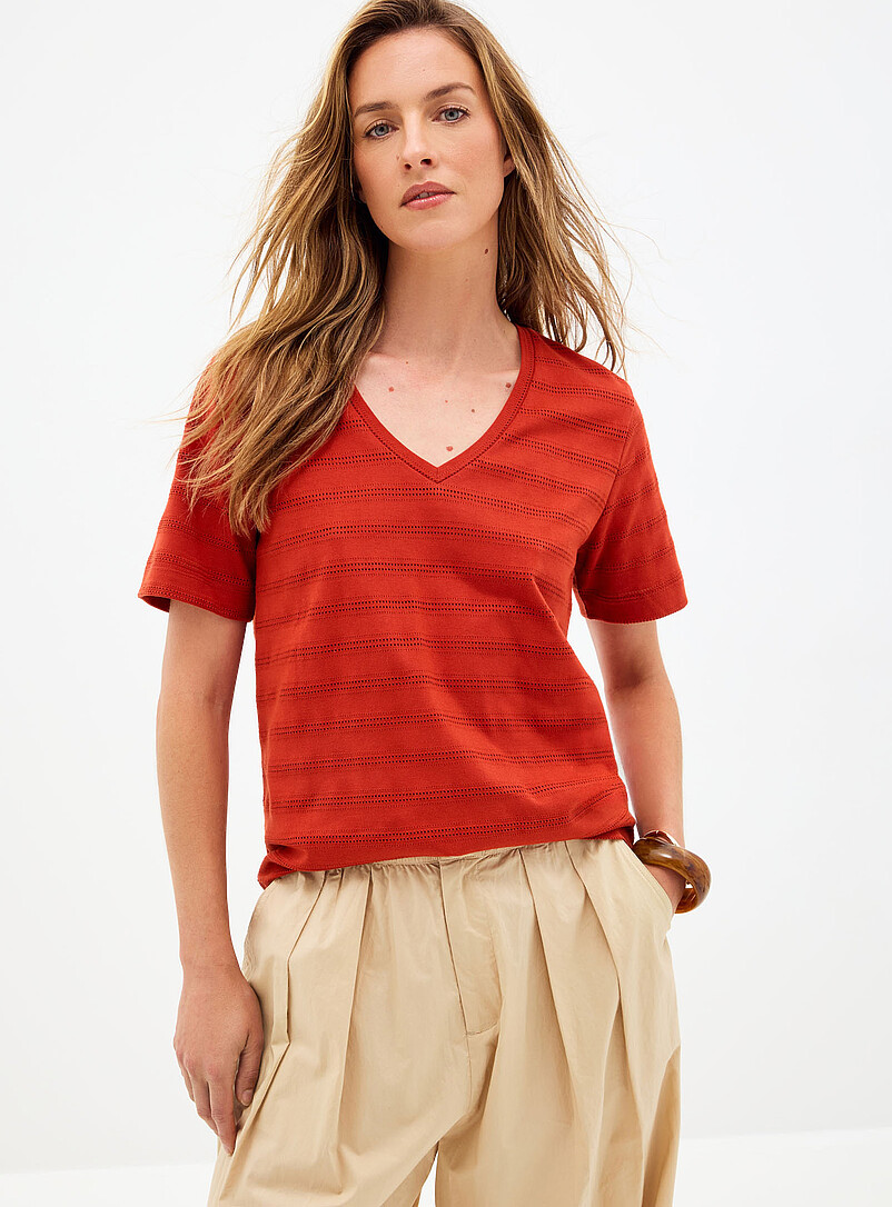 Pointelle Pattern Pure Organic Cotton T-Shirt