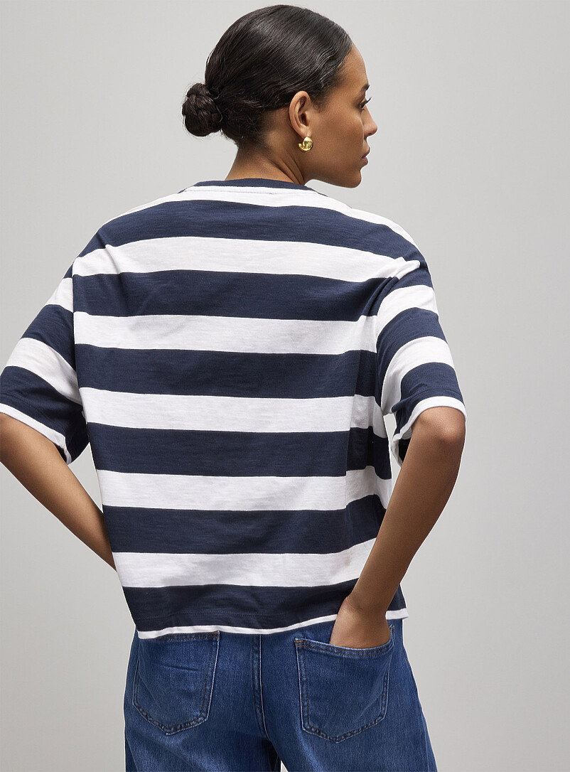 Boxy striped organic cotton slub T-shirt product image 2