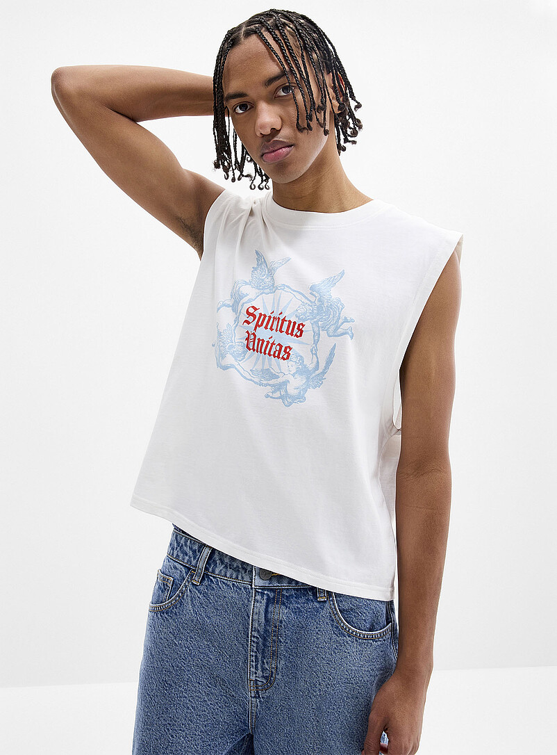 Graphic-print cropped muscle tee product image (primary)