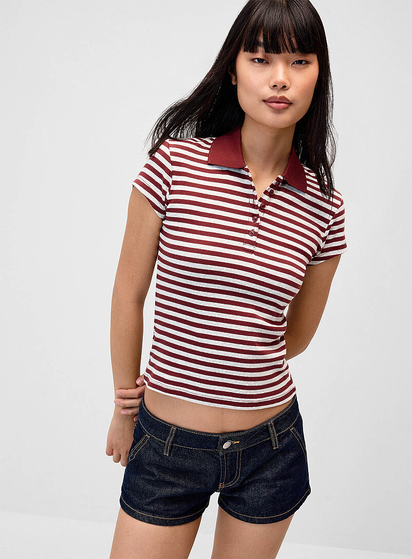Striped fitted polo shirt product image (primary)
