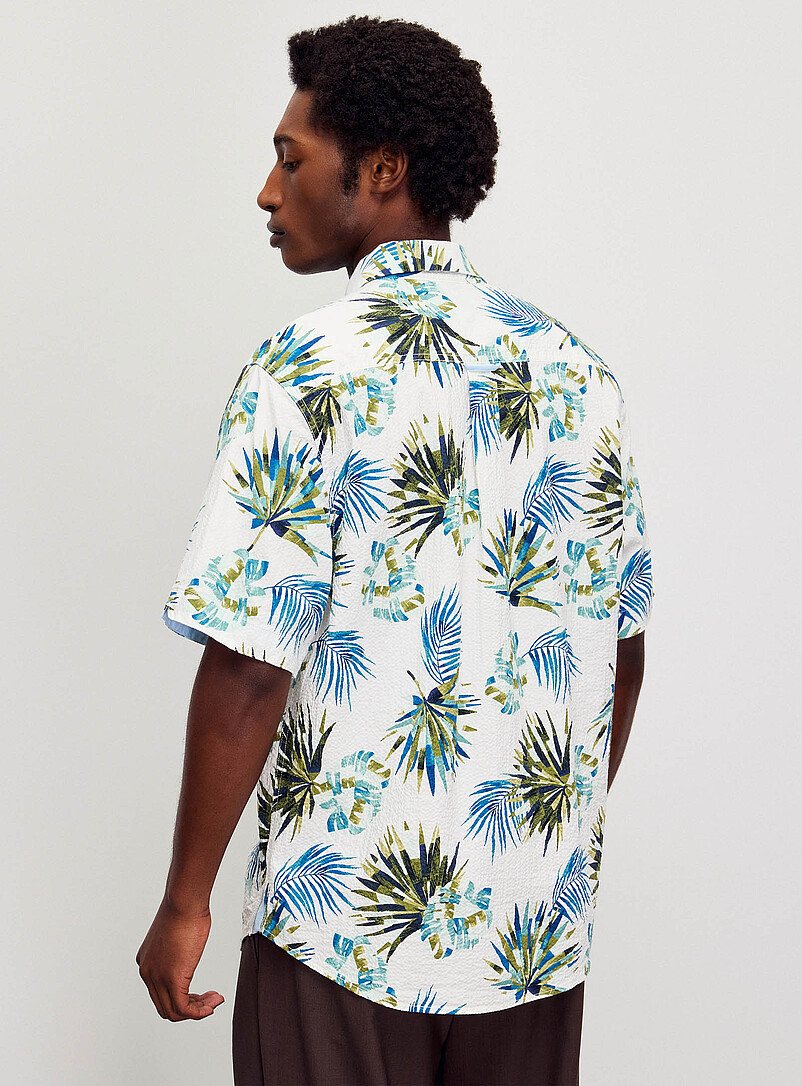 Tommy Bahama White Exotic foliage seersucker shirt for men