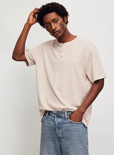 Henley mini-waffle T-shirt