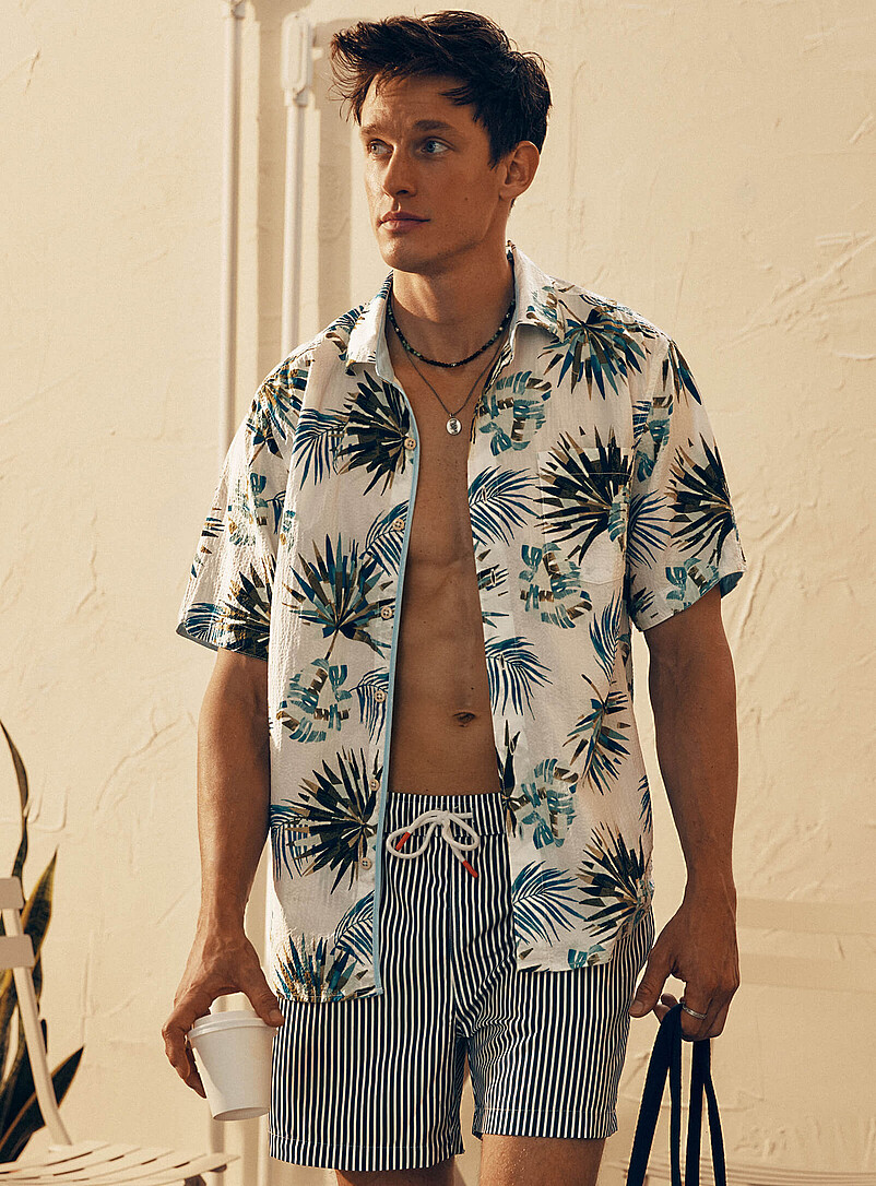 Exotic foliage seersucker shirt product image (primary)