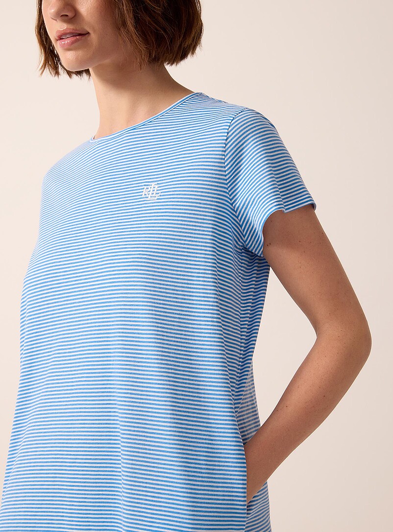 Lauren Ralph Lauren Baby Blue Pinstriped pocket sleep tee for women