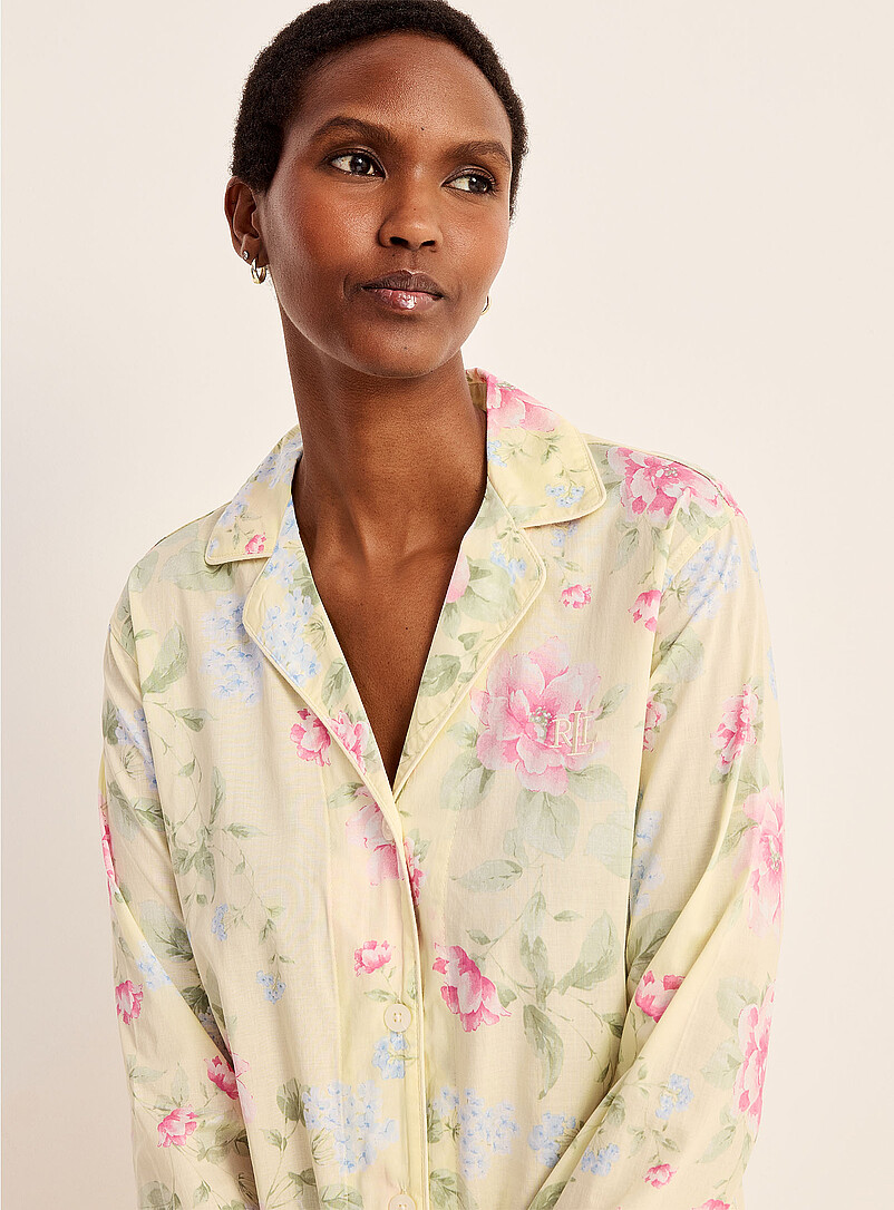 Lauren Ralph Lauren Patterned Yellow Gentle blooms lightweight nightshirt for women