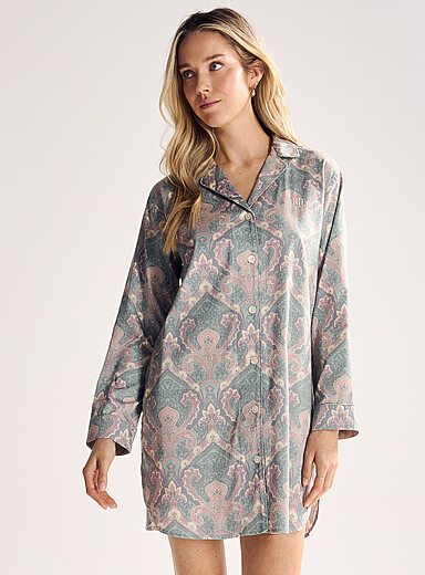 Lauren Ralph Lauren Patterned Green Green and pink paisley fluid nightshirt for women
