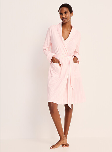 Lauren Ralph Lauren: Le peignoir ray&eacute; rose et blanc Rose &agrave; motifs pour femme
