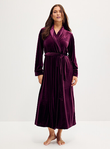 Lauren Ralph Lauren: Le long peignoir en velours Bourgogne pour femme