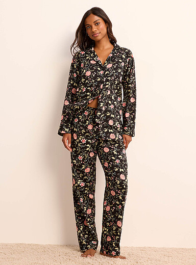 Lauren Ralph Lauren Patterned Black Pink flowers lightweight pyjama set for women