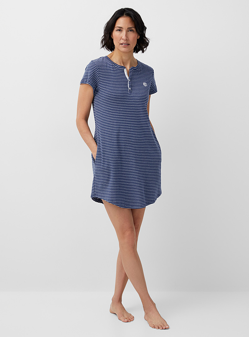 Lauren par Ralph Lauren Patterned Blue Nautical stripe Henley nightgown for women