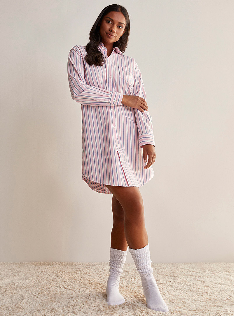 Lauren par Ralph Lauren: La chemise de nuit rayures rose pastel Rose pour femme