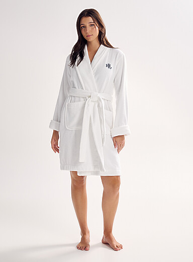 Lauren Ralph Lauren White Boucl&eacute; terry shawl-collar bathrobe for women