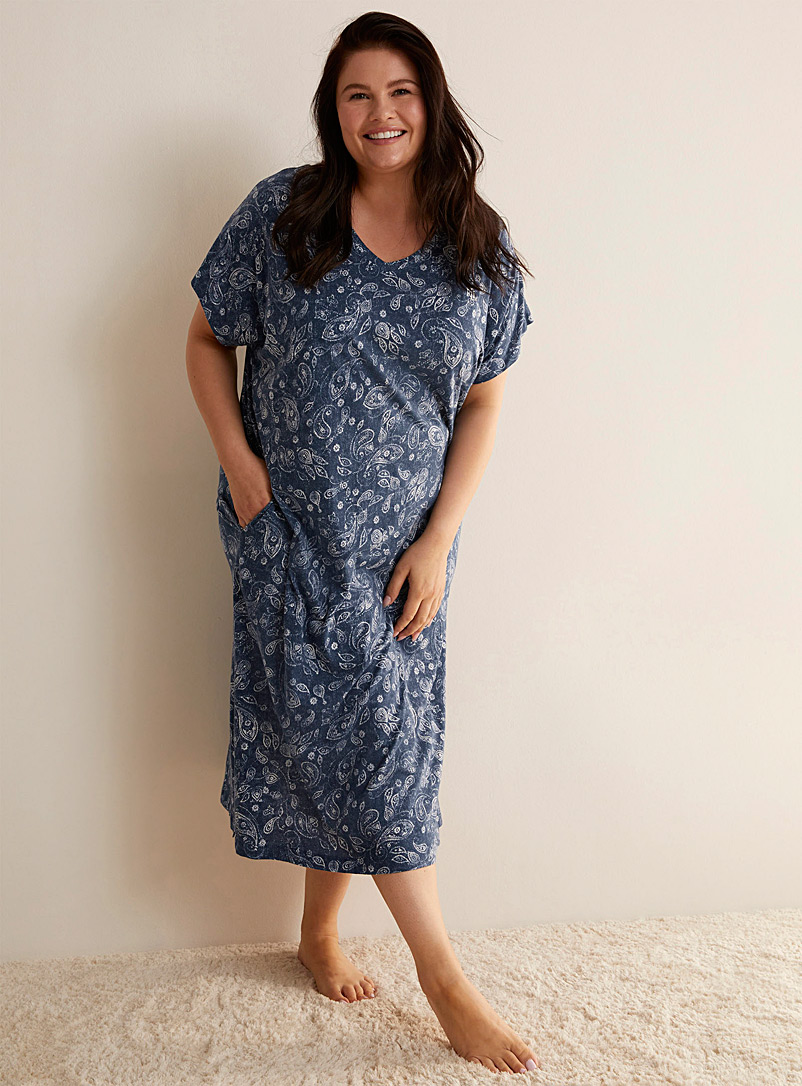 Lauren par Ralph Lauren Patterned Blue Long paisley nightgown Plus size for women