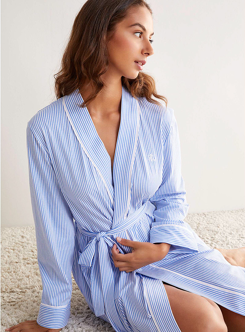 Lauren par Ralph Lauren Blue Two-tone stripe jersey robe for women