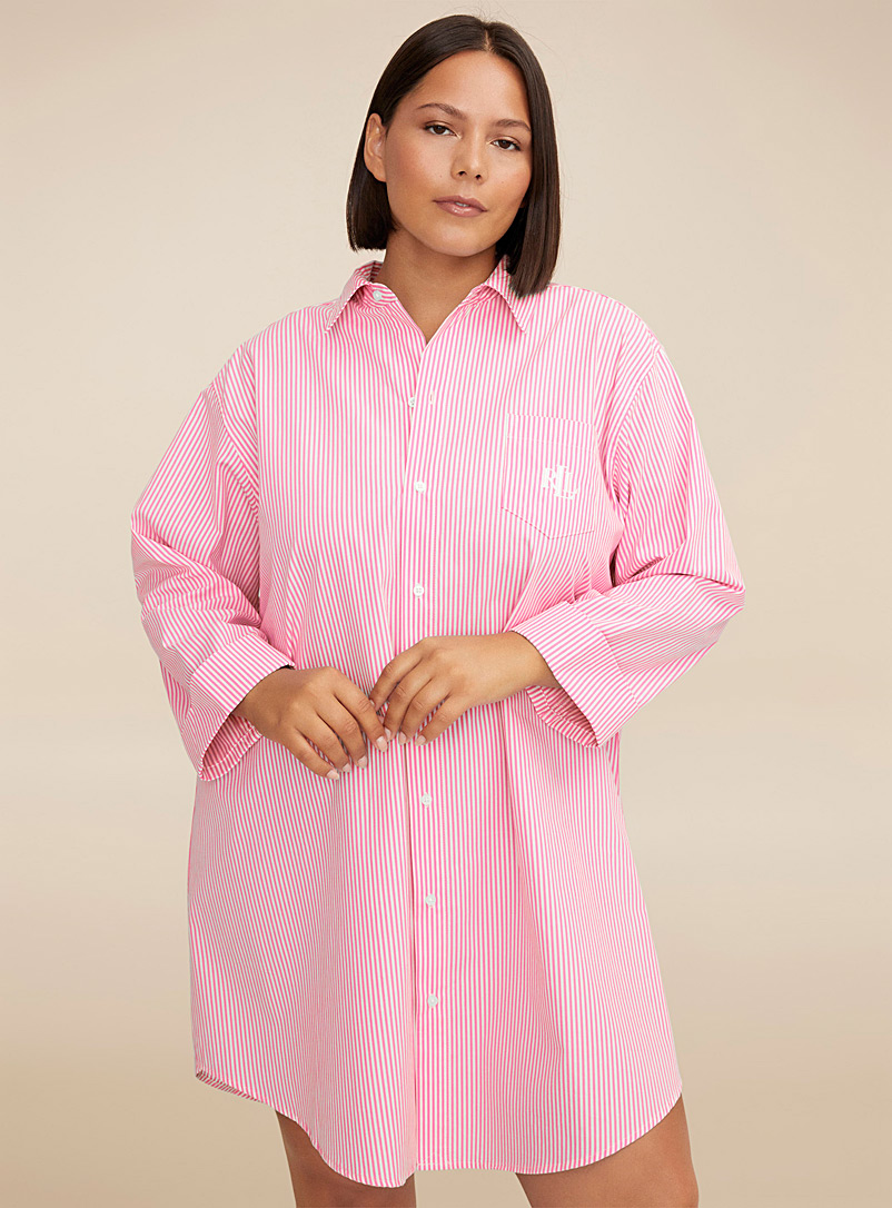 Lauren par Ralph Lauren Pink Classic pinstripe nightshirt Plus size for women