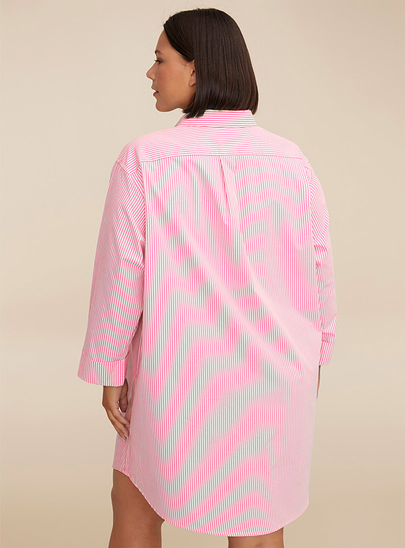 Lauren par Ralph Lauren: La chemise de nuit classique fines rayures Taille plus Rose pour femme