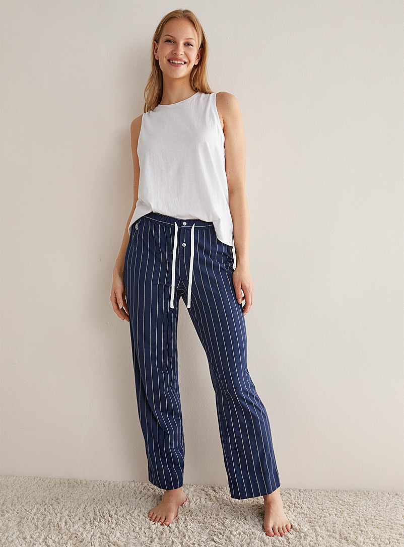 Embroidered logo striped lounge pant