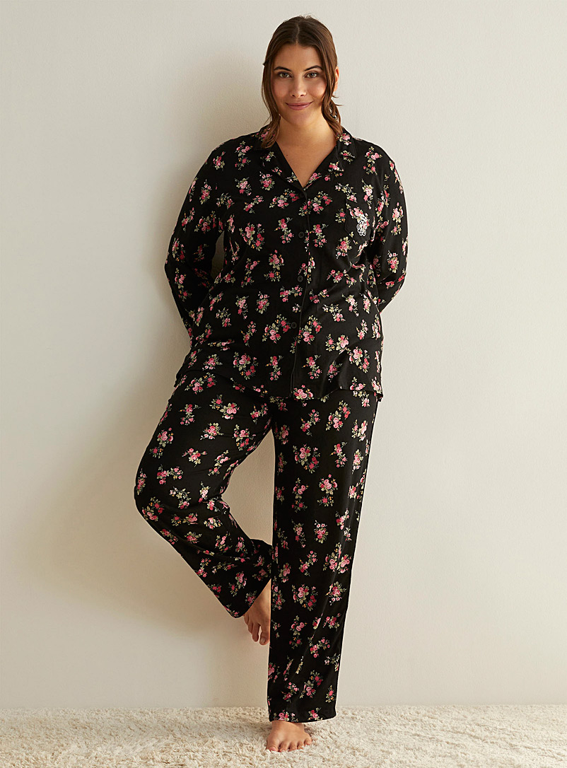 Lauren par Ralph Lauren: L'ensemble pyjama à motif Taille plus Noir à motifs pour femme