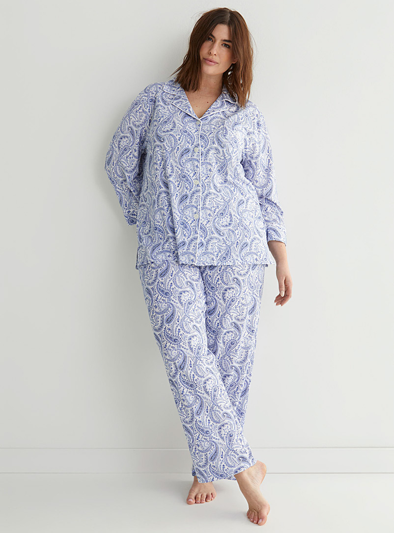 Lauren par Ralph Lauren: L'ensemble pyjama paisley bleuté Taille plus Bleu à motifs pour femme