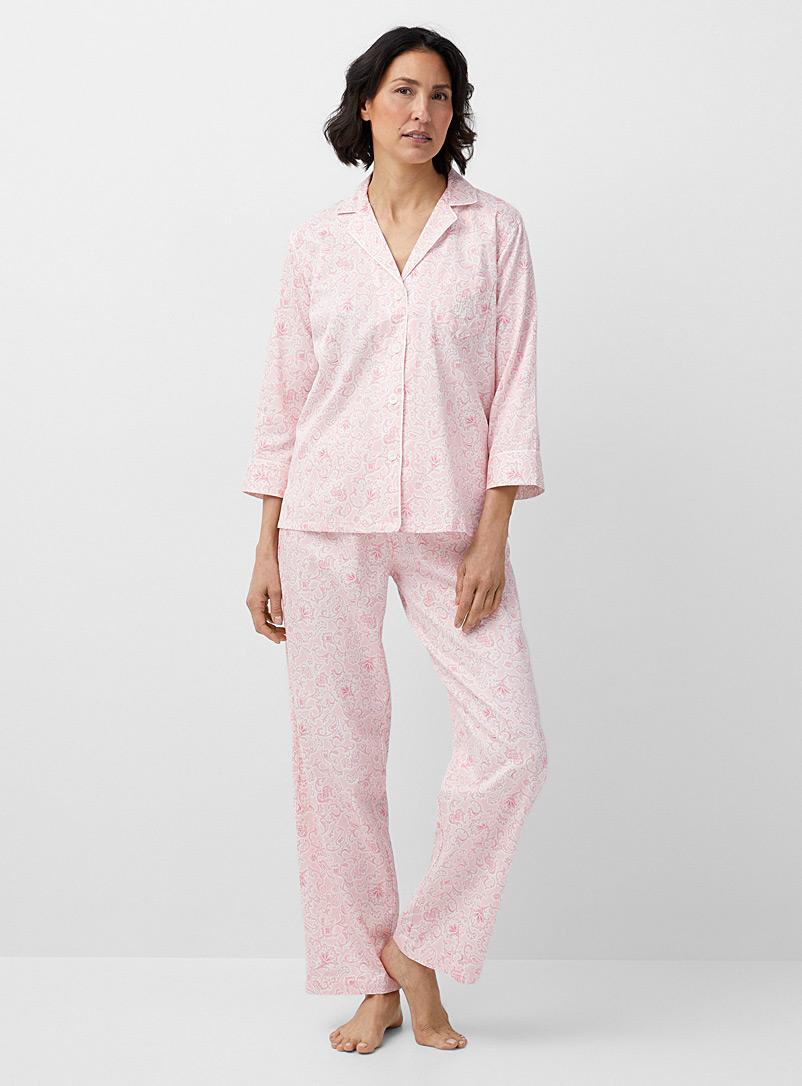 Lauren par Ralph Lauren Pink Pink paisley piped pyjama set for women