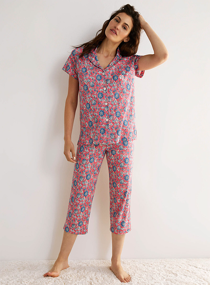 Lauren par Ralph Lauren: L'ensemble pyjama mosaïque florale Rouge à motifs pour femme