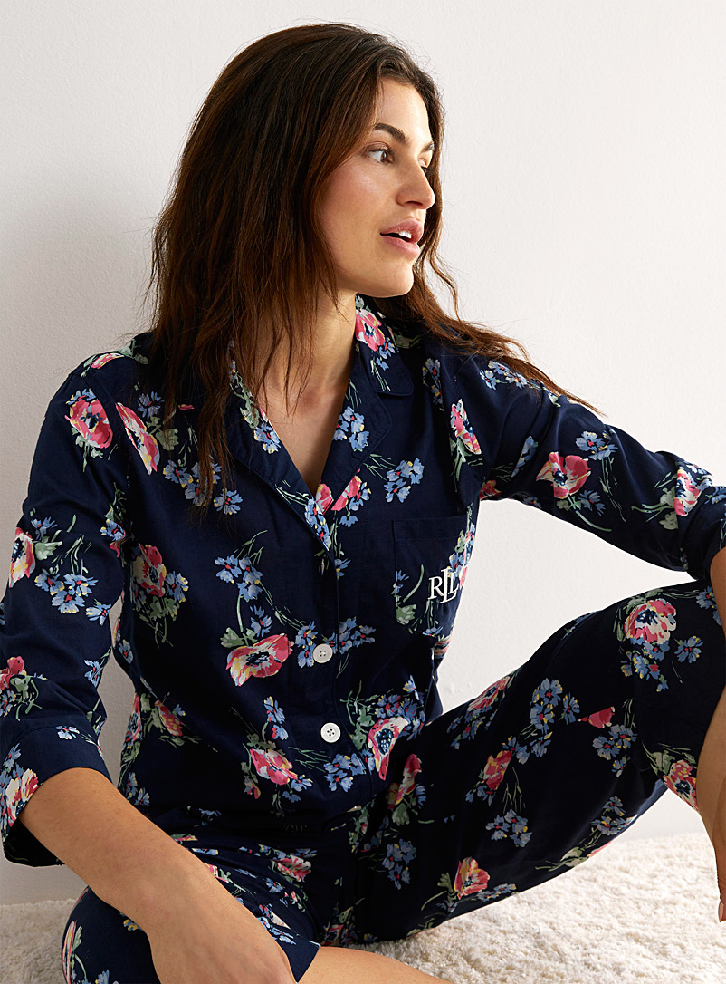 Lauren par Ralph Lauren: L'ensemble pyjama bouquet de pivoines Bleu à motifs pour femme